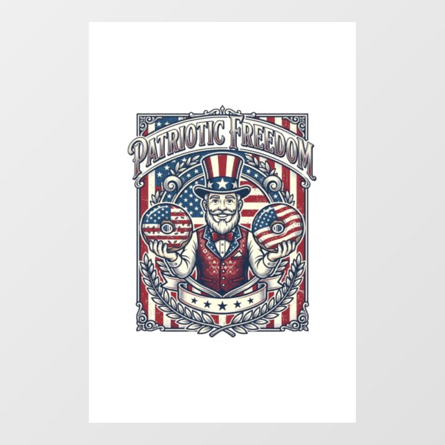 Patriotic Doughnut Lover Vector Graphic Tee_1 Window Cling (Sheet)