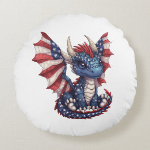 Patriotic Dragon Round Pillow