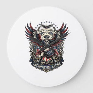Patriotic Drummer Of Liberty Music Rock Metal Patr Large Clock