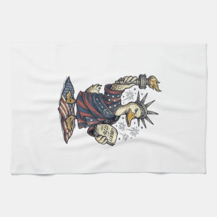 Patriotic Duck 4th of July Vintage T-Shirt Design_ Kitchen Towel