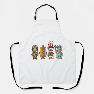 Patriotic Duck and Hot Dog Vintage Vector Shirt_1 Apron