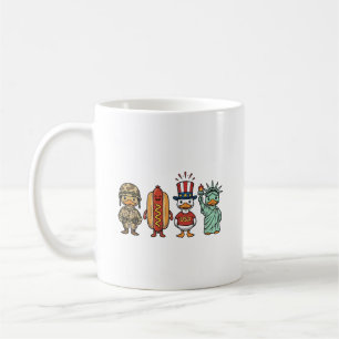 Patriotic Duck and Hot Dog Vintage Vector Shirt_1 Coffee Mug