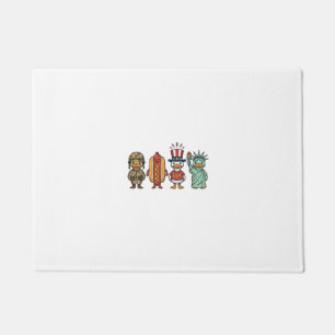 Patriotic Duck and Hot Dog Vintage Vector Shirt_1 Doormat