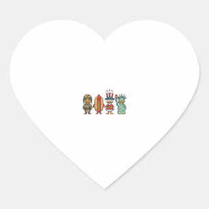 Patriotic Duck and Hot Dog Vintage Vector Shirt_1 Heart Sticker