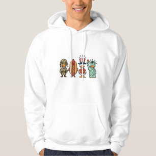 Patriotic Duck and Hot Dog Vintage Vector Shirt_1 Hoodie
