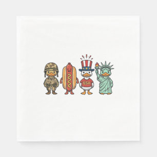 Patriotic Duck and Hot Dog Vintage Vector Shirt_1 Napkin