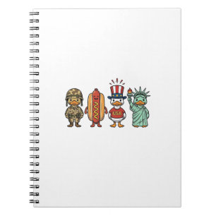Patriotic Duck and Hot Dog Vintage Vector Shirt_1 Notebook