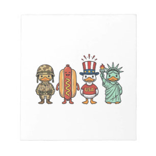 Patriotic Duck and Hot Dog Vintage Vector Shirt_1 Notepad
