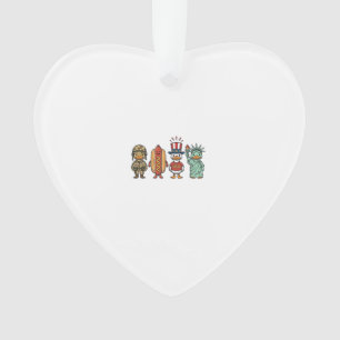Patriotic Duck and Hot Dog Vintage Vector Shirt_1 Ornament