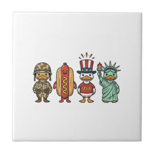 Patriotic Duck and Hot Dog Vintage Vector Shirt_1 Tile