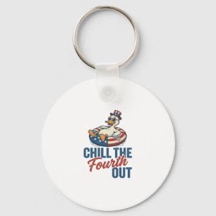Patriotic Duck Fourth of July Floatie Shirt Design Keychain