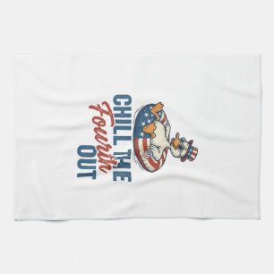Patriotic Duck Fourth of July Floatie Shirt Design Kitchen Towel
