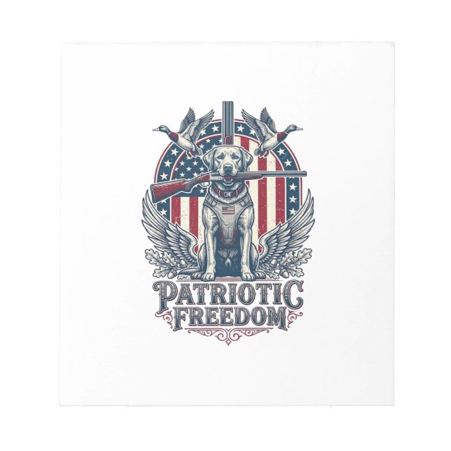 Patriotic Duck Hunter Dog Vector Graphic Tee_1 Notepad (Front)