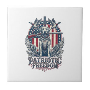 Patriotic Duck Hunter Dog Vector Graphic Tee_1 Tile