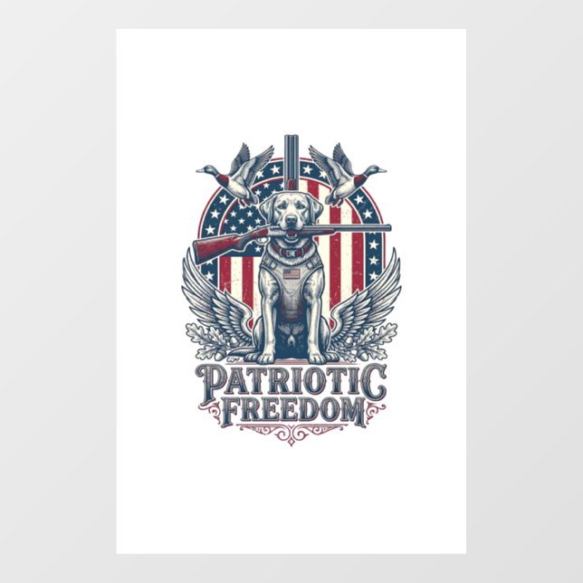 Patriotic Duck Hunter Dog Vector Graphic Tee_1 Window Cling (Sheet)