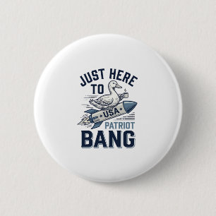Patriotic Duck Rocket Vintage Vector Shirt Design_ 2 Inch Round Button