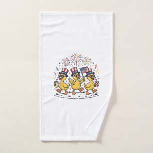 Patriotic Duck Trio Vintage 4th of July Shirt Desi Hand Towel
