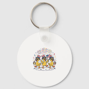 Patriotic Duck Trio Vintage 4th of July Shirt Desi Keychain