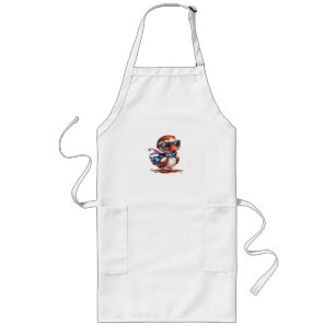 Patriotic Duck Wearing Flag Scarf and Sunglasses Long Apron