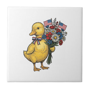 Patriotic Duckling Flower Bouquet Vintage Shirt De Tile