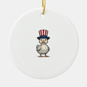 Patriotic Duckling Vintage 4th of July Shirt Desig Ceramic Ornament