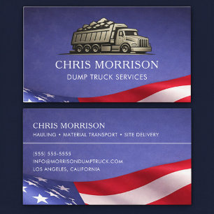 Patriotic Dump Truck Service Professional Business Card