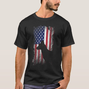 Patriotic Dutch Shepherd American Flag Cool Dog T-Shirt