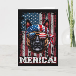 Patriotic Dutch Shepherd Dog Lover Us Flag Indepen Card
