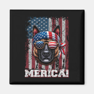 Patriotic Dutch Shepherd Dog Lover Us Flag Indepen Magnet