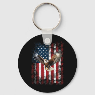Patriotic Eagle 4th Of July Usa American Flag Keychain