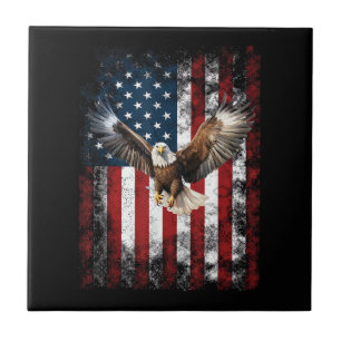 Patriotic Eagle 4th of July USA American Flag Tile