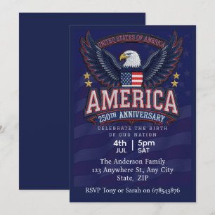 Patriotic Eagle America 250th Anniversary Invitation