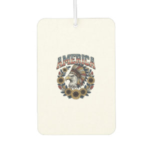 Patriotic Eagle America Sunflower Vintage Air Freshener