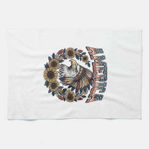 Patriotic Eagle America Sunflower Vintage Kitchen Towel