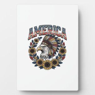 Patriotic Eagle America Sunflower Vintage Plaque