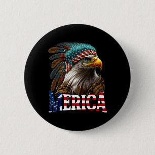Patriotic Eagle American Flag 4th Of July Merica 1 2 Inch Round Button