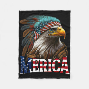 Patriotic Eagle American Flag 4th Of July Merica 1 Fleece Blanket