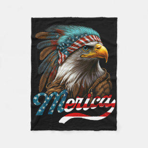 Patriotic Eagle American Flag 4th Of July Merica  Fleece Blanket