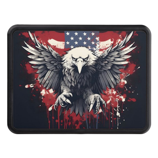 patriotic eagle American flag  Trailer Hitch Cover (Front)