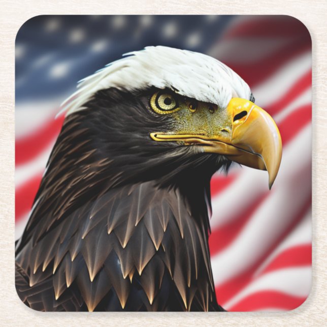 Patriotic/Eagle/American/USA  Square Paper Coaster (Front)