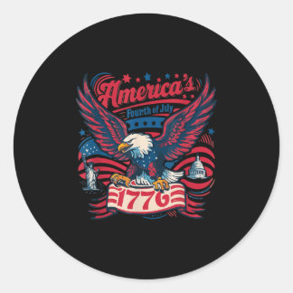 Patriotic Eagle And 1776 Banner Independence Desig Classic Round Sticker