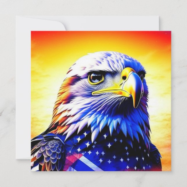 Patriotic Eagle and American Flag  Card (Front)