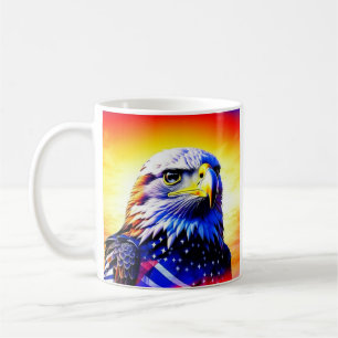 Patriotic Eagle and American Flag Personalized Coffee Mug