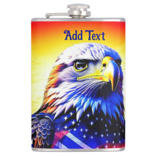 Patriotic Eagle and American Flag Personalized Hip Flask