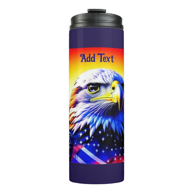Patriotic Eagle and American Flag Personalized   Thermal Tumbler (Front)