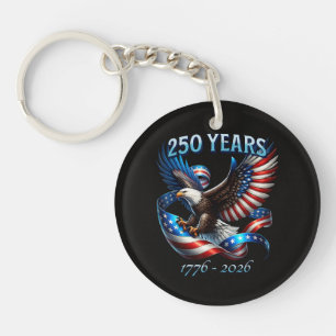 Patriotic Eagle and Flag 250 Years 1776-2026 Keychain
