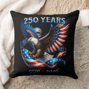 Patriotic Eagle and Flag 250 Years 1776-2026 Throw Pillow