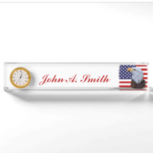 Patriotic Eagle and USA Flag Customizable Nameplate