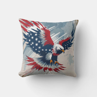 Patriotic Eagle Art Throw Pillow