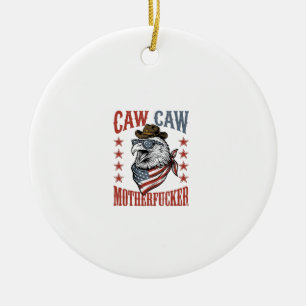Patriotic Eagle Caw Caw Vintage Funny Shirt Design Ceramic Ornament
